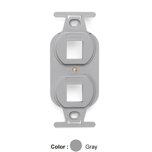 Leviton 41087-2GP, Quickport Decora Type 106 Duplex Insert, 2-Port, Gray, 2 Packs
