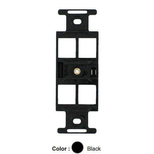 Leviton 41087-QEP, Quickport Decora Type 106 Duplex Insert, 4-Port, Black, 2 Packs