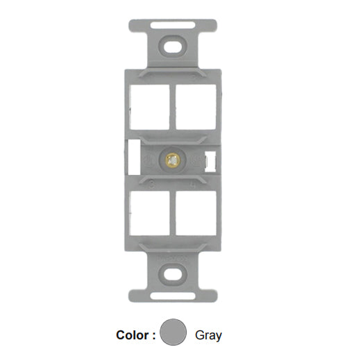 Leviton 41087-QGP, Quickport Decora Type 106 Duplex Insert, 4-Port, Gray, 2 Packs