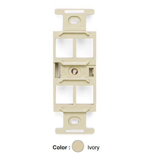 Leviton 41087-QIP, Quickport Decora Type 106 Duplex Insert, 4-Port, Ivory, 2 Packs