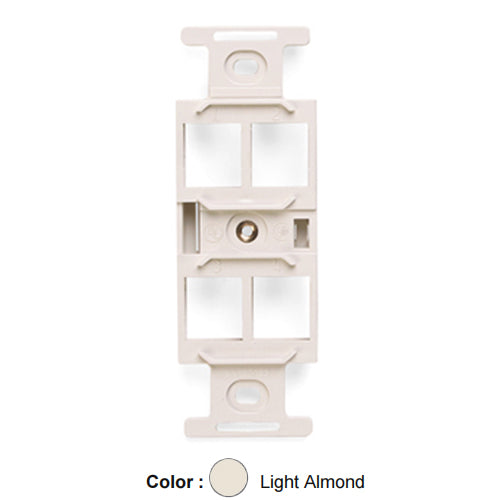 Leviton 41087-QTP, Quickport Decora Type 106 Duplex Insert, 4-Port, Light Almond, 2 Packs