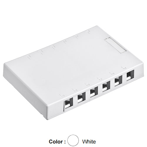 Leviton 41089-12W, Quickport Surface Mount Box, 12-Port, 7.60'' W x 5.02'' D x 1.13'' H, White