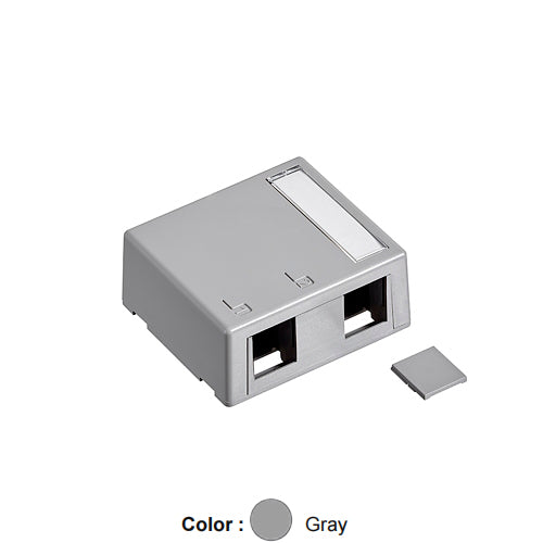 Leviton 41089-2GP, Quickport Surface Mount Box, 2-Port, 2.52'' W x 2.22'' D x 1.10'' H, Gray, 2 Packs