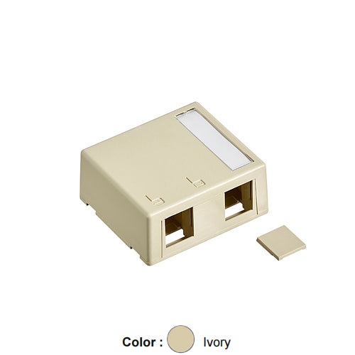 Leviton 41089-2IP, Quickport Surface Mount Box, 2-Port, 2.52'' W x 2.22'' D x 1.10'' H, Ivory, 2 Packs