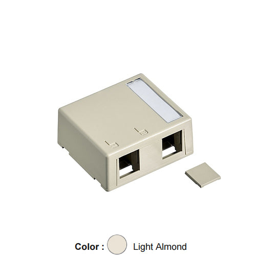 Leviton 41089-2TP, Quickport Surface Mount Box, 2-Port, 2.52'' W x 2.22'' D x 1.10'' H, Light Almond, 2 Packs