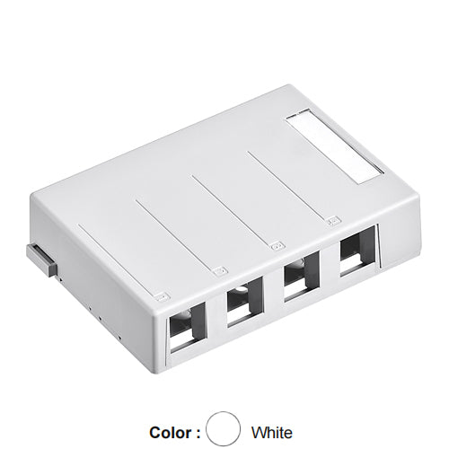 Leviton 41089-4WP, Quickport Surface Mount Box, 4-Port, 4.77'' W x 3.21'' D x 1.05'' H, White