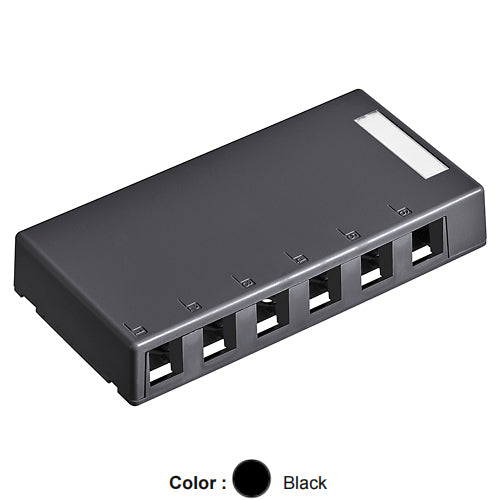 Leviton 41089-6EP, Quickport Surface Mount Box, 6-Port, 6.38'' W x 3.22'' D x 1.08'' H, Black