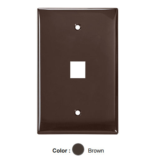 Leviton 41091-1BN, Quickport Midsize Single-Gang Wallplate, 1-Port, Brown, 2 Packs