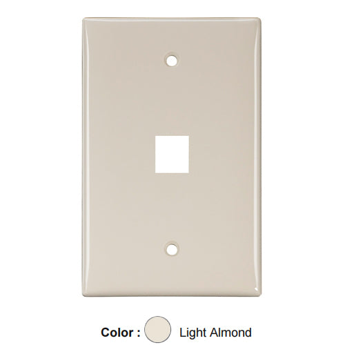 Leviton 41091-1TN, Quickport Midsize Single-Gang Wallplate, 1-Port, Light Almond, 2 Packs