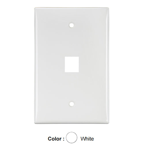 Leviton 41091-1WN, Quickport Midsize Single-Gang Wallplate, 1-Port, White, 2 Packs