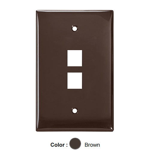 Leviton 41091-2BN, Quickport Midsize Single-Gang Wallplate, 2-Port, Brown, 2 Packs