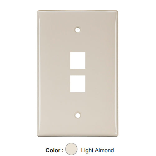 Leviton 41091-2TN, Quickport Midsize Single-Gang Wallplate, 2-Port, Light Almond, 2 Packs