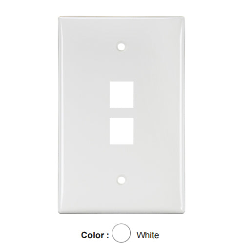 Leviton 41091-2WN, Quickport Midsize Single-Gang Wallplate, 2-Port, White, 2 Packs