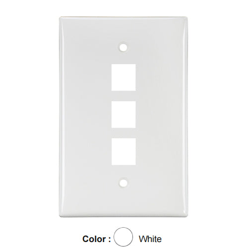 Leviton 41091-3WN, Quickport Midsize Single-Gang Wallplate, 3-Port, White, 2 Packs