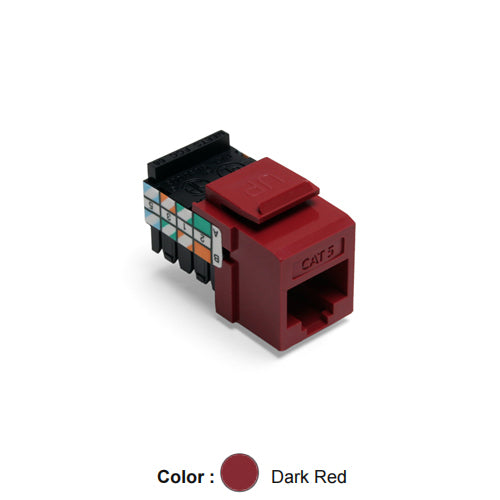 Leviton 41108-RR5, Cat 5 Quickport Jack, Dark Red