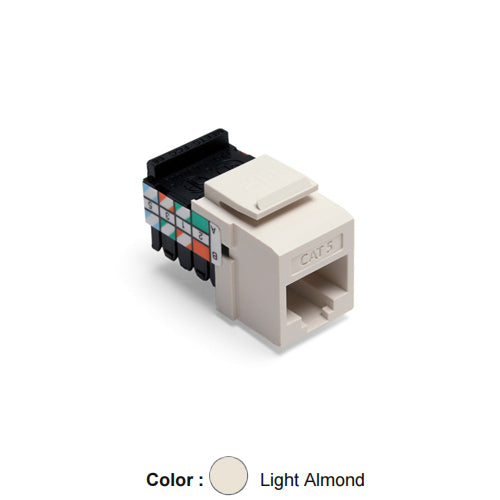 Leviton 41108-RT5, Cat 5 Quickport Jack, Light Almond