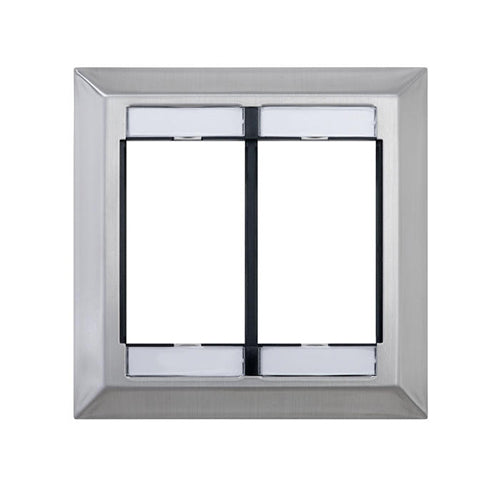 Leviton 41290-DMS, Multimedia Outlet System (MOS) Wallplate with ID Windows, Dual-Gang, Stainless Steel