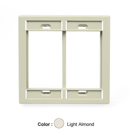 Leviton 41290-DMT, Multimedia Outlet System (MOS) Wallplate, Dual-Gang, Light Almond