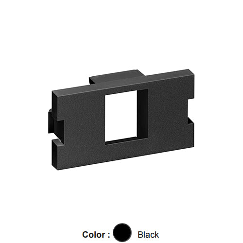 Leviton 41291-1ME, 1-Port Multimedia Outlet System (MOS) Quickport Adapter, 1 Unit High, Black, 2 Packs