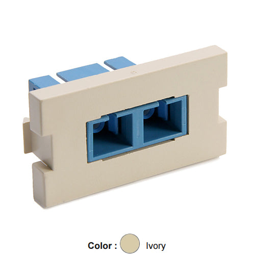 Leviton 41291-2CI, Multimedia Outlet System (MOS) Fiber Module, 1 Duplex SC, Zirconia Ceramic Sleeve, 1 Unit High, Ivory