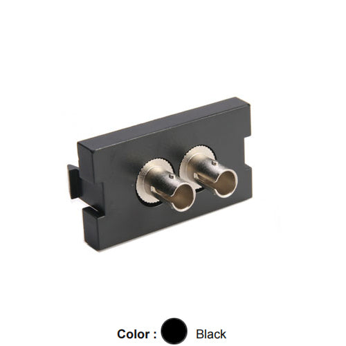 Leviton 41291-2TE, Multimedia Outlet System (MOS) Fiber Module, 1 Duplex ST, Phosphor Bronze Sleeve, 1 Unit High, Black