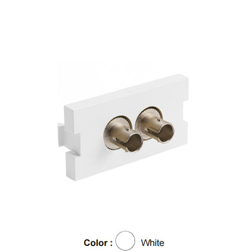 Leviton 41291-2TW, Multimedia Outlet System (MOS) Fiber Module, 1 Duplex ST, Phosphor Bronze Sleeve, 1 Unit High, White