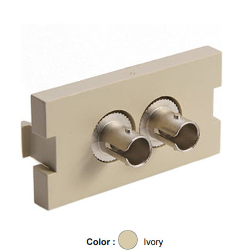 Leviton 41291-ZTI, Multimedia Outlet System (MOS) Fiber Module, 1 Duplex ST, Zirconia Ceramic Sleeve, 1 Units High, Ivory