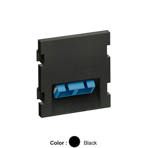 Leviton 41292-2CE, Angled Multimedia Outlet System (MOS) Fiber Module, 1 Duplex SC, Zirconia Ceramic Sleeve, 2 Units High, Black