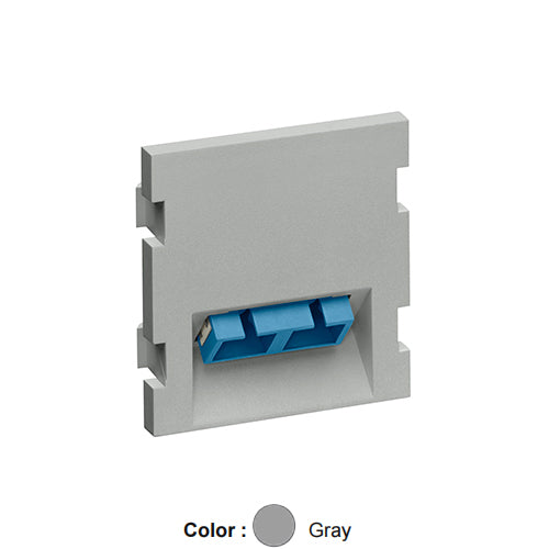 Leviton 41292-2CG, Angled Multimedia Outlet System (MOS) Fiber Module, 1 Duplex SC, Zirconia Ceramic Sleeve, 2 Units High, Gray