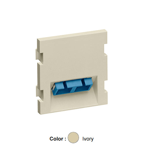 Leviton 41292-2CI, Angled Multimedia Outlet System (MOS) Fiber Module, 1 Duplex SC, Zirconia Ceramic Sleeve, 2 Units High, Ivory