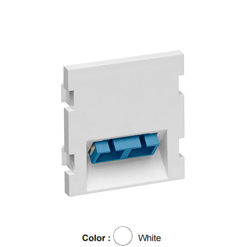 Leviton 41292-2CW, Angled Multimedia Outlet System (MOS) Fiber Module, 1 Duplex SC, Zirconia Ceramic Sleeve, 2 Units High, White
