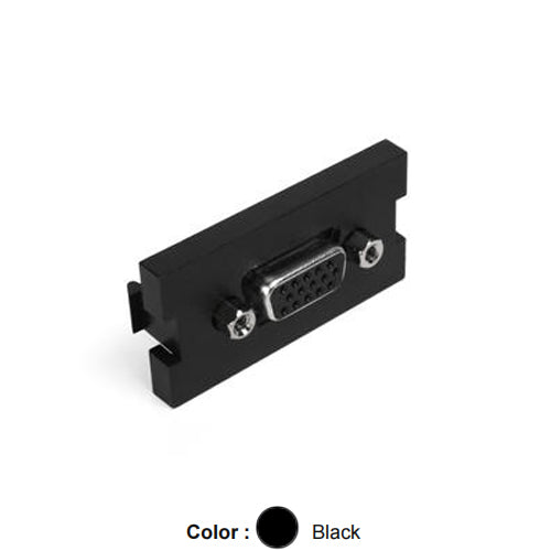 Leviton 41293-HDE, VGA HD15 Feedthrough Multimedia Outlet System (MOS) Module, Black