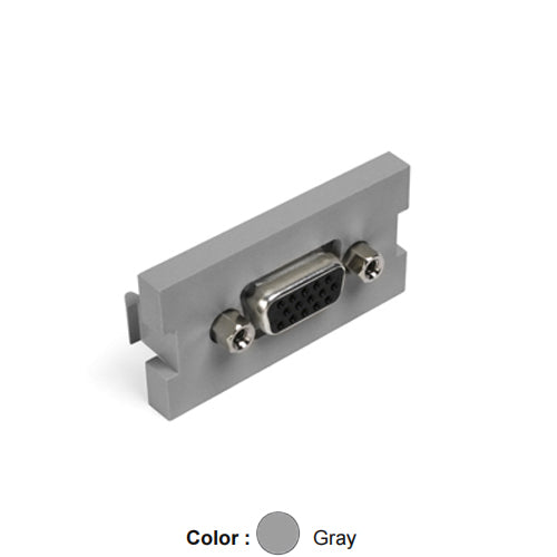 Leviton 41293-HDG, VGA HD15 Feedthrough Multimedia Outlet System (MOS) Module, Gray