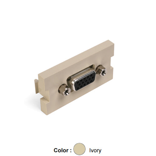 Leviton 41293-HDI, VGA HD15 Feedthrough Multimedia Outlet System (MOS) Module, Ivory