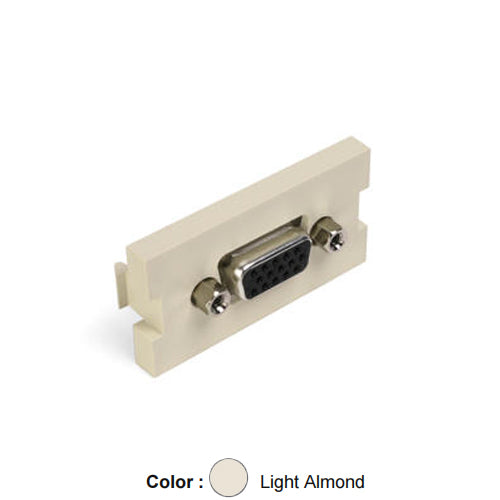 Leviton 41293-HDT, VGA HD15 Feedthrough Multimedia Outlet System (MOS) Module, Light Almond