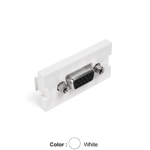Leviton 41293-HDW, VGA HD15 Feedthrough Multimedia Outlet System (MOS) Module, White