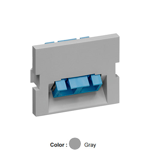 Leviton 41294-2CG, Angled Multimedia Outlet System (MOS) Fiber Module, 1 Duplex SC, Zirconia Ceramic Sleeve, 1.5 Units High, Gray