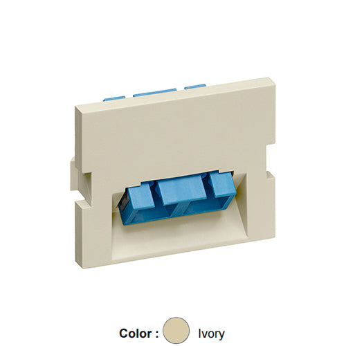 Leviton 41294-2CI, Angled Multimedia Outlet System (MOS) Fiber Module, 1 Duplex SC, Zirconia Ceramic Sleeve, 1.5 Units High, Ivory