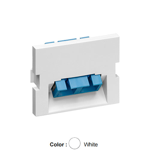 Leviton 41294-2CW, Angled Multimedia Outlet System (MOS) Fiber Module, 1 Duplex SC, Zirconia Ceramic Sleeve, 1.5 Units High, White