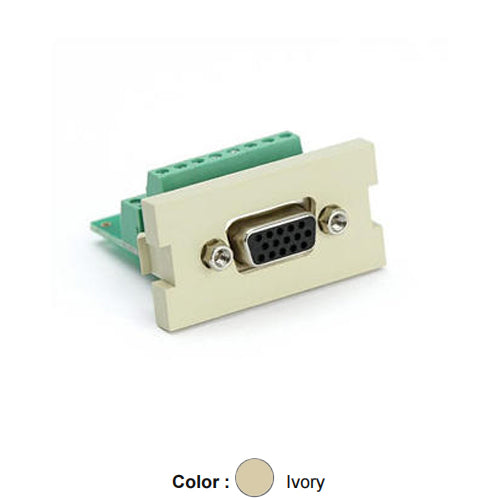 Leviton 41295-HDI, VGA HD15 Multimedia Outlet System (MOS) Module, Screw Terminal, Ivory