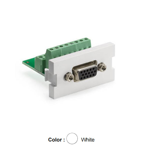 Leviton 41295-HDW, VGA HD15 Multimedia Outlet System (MOS) Module, Screw Terminal, White