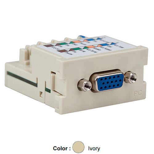 Leviton 41295-VPI, VGA PC Multimedia Outlet System (MOS) Module, 110-Style Termination, Ivory