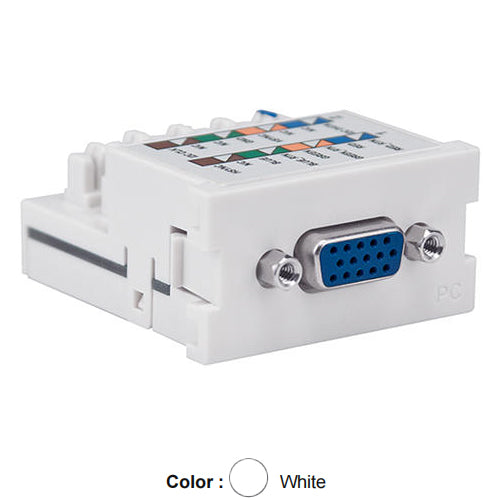 Leviton 41295-VPW, VGA PC Multimedia Outlet System (MOS) Module, 110-Style Termination, White