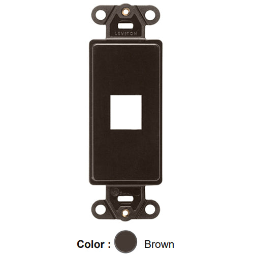 Leviton 41641-B, Quickport Decora Multimedia Wallplate Insert, 1-Port, Brown
