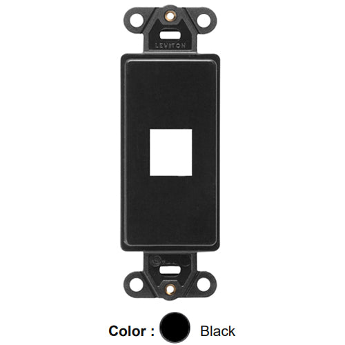 Leviton 41641-E, Quickport Decora Multimedia Wallplate Insert, 1-Port, Black
