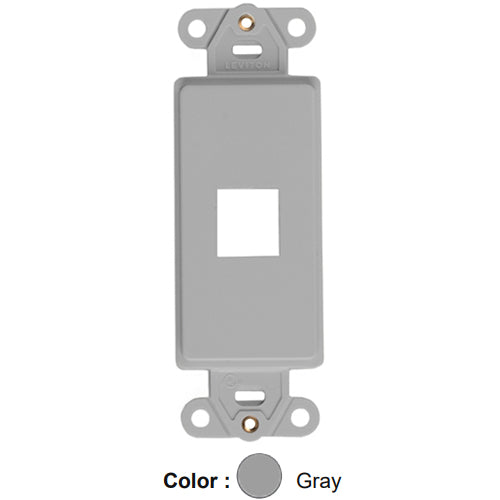 Leviton 41641-GY, Quickport Decora Multimedia Wallplate Insert, 1-Port, Gray