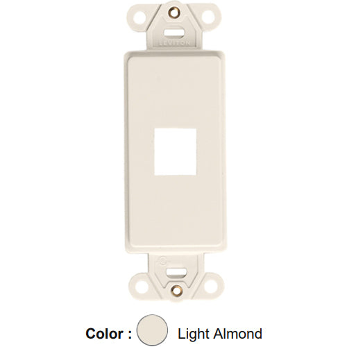 Leviton 41641-T, Quickport Decora Multimedia Wallplate Insert, 1-Port, Light Almond