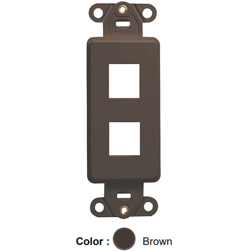 Leviton 41642-B, Quickport Decora Multimedia Wallplate Insert, 2-Port, Brown