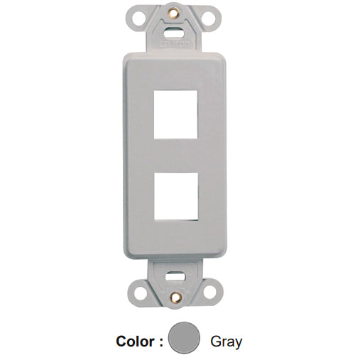 Leviton 41642-GY, Quickport Decora Multimedia Wallplate Insert, 2-Port, Gray