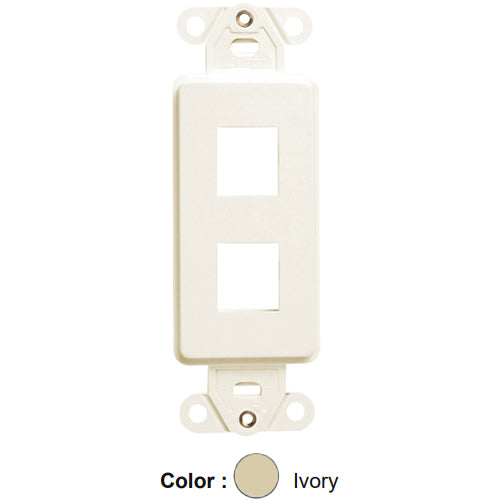 Leviton 41642-I, Quickport Decora Multimedia Wallplate Insert, 2-Port, Ivory